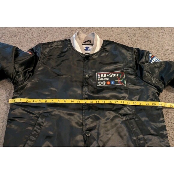 2015 Starter NBA All Star Game Brooklyn Quilted Black Satin Jacket Men's Medium - Picture 5 of 7